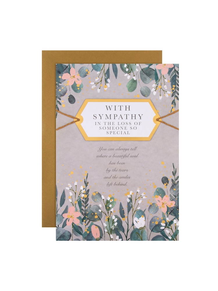 Hallmark Grey Sympathy Card Floral Design with Heartfelt Verse - Image 2 of 4