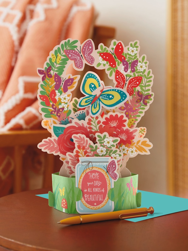 Hallmark Multi Birthday Card 3D Pop-up Butterfly And Flowers - Image 1 of 4 Hallmark Multi Birthday Card 3D Pop-up Butterfly And Flowers - Image 1 of 4