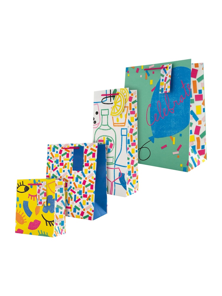 Hallmark Set of 4 Multi Gift Bags In 4 Stylish Birthday Designs - Image 2 of 4