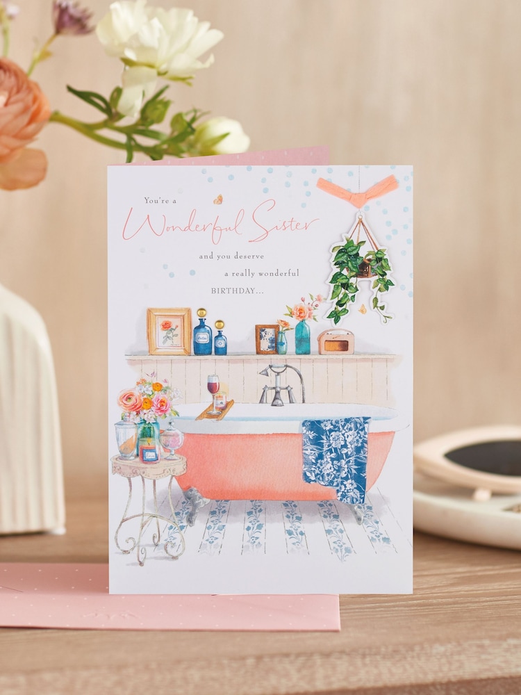 Hallmark Multi Birthday Card for Sister Bath Illustration - Image 1 of 4