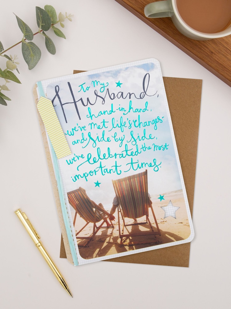 Hallmark Blue Birthday Card for Husband Contemporary Text Design - Image 1 of 4