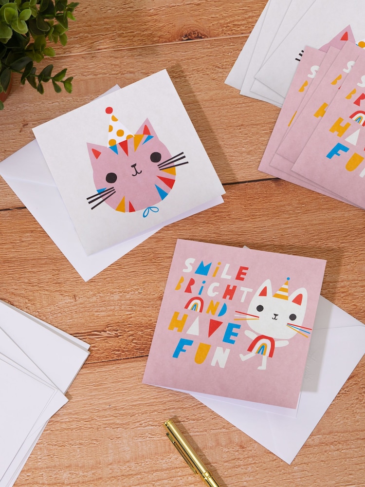 Hallmark 10 Pack Multi Kids Birthday Cards In 2 Cute Cat Designs - Image 1 of 4