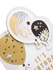 Hallmark Multi Die Cut Metallic Balloons Design Birthday Card - Image 3 of 4