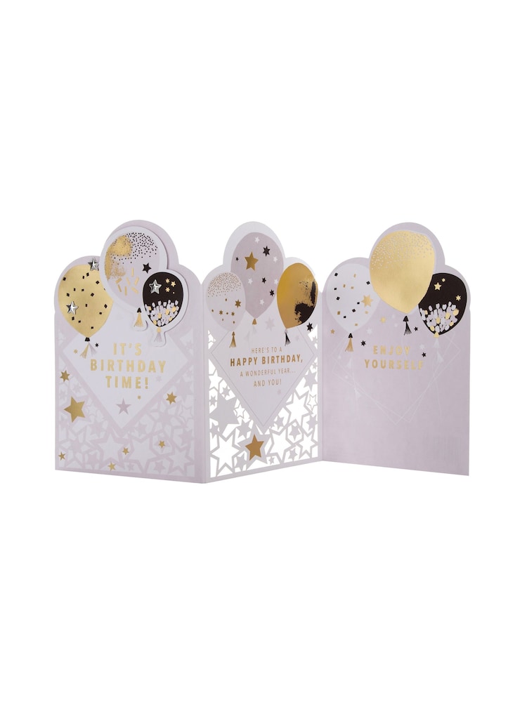 Hallmark Multi Die Cut Metallic Balloons Design Birthday Card - Image 4 of 4