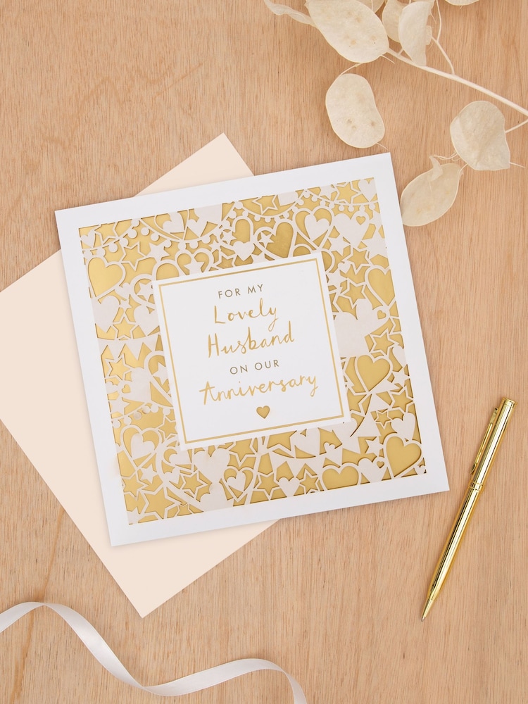 Hallmark Multi Anniversary Card for Husband Laser Cut Pattern - Image 1 of 4
