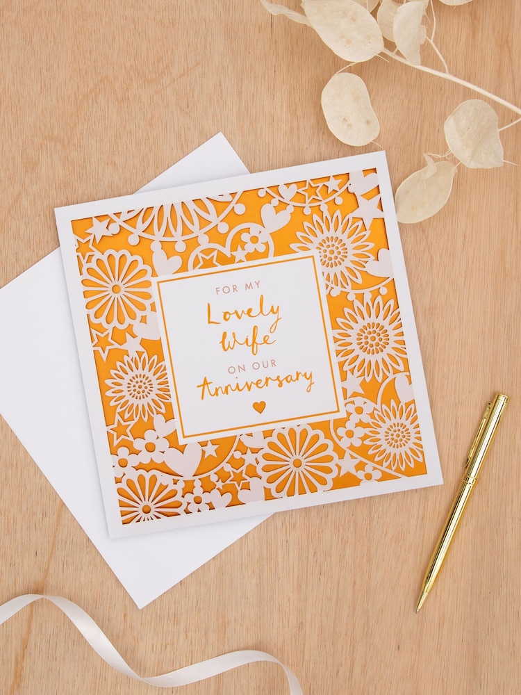 Hallmark Multi Anniversary Card for Wife Laser Cut Pattern - Image 1 of 4 Hallmark Multi Anniversary Card for Wife Laser Cut Pattern - Image 1 of 4
