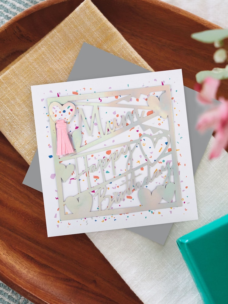 Hallmark Multi Birthday Card for Mum Die Cut Holographic Design - Image 1 of 4