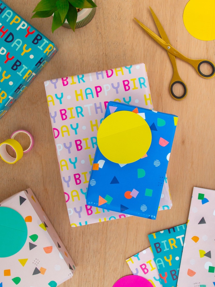 Hallmark Multi Gift Wrap 8 Sheets 8 Tags 4 Birthday Designs - Image 1 of 4