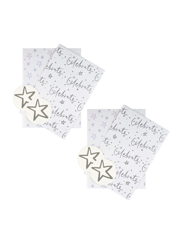Hallmark White Celebration Gift Wrap 4 Sheets 4 Tags 1 Design - Image 2 of 4