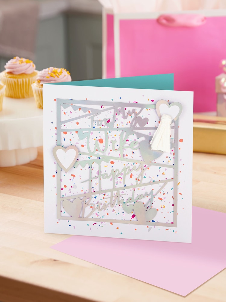 Hallmark Multi Wife Die Cut Holographic Design Birthday Card - Image 1 of 4