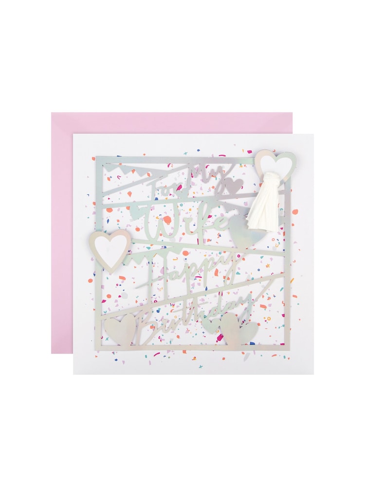 Hallmark Multi Wife Die Cut Holographic Design Birthday Card - Image 2 of 4