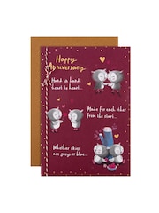 Hallmark Burgundy Red Illustrated Owl Design Anniversary Card with Verse - Image 2 of 4