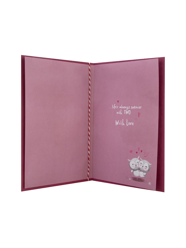 Hallmark Burgundy Red Illustrated Owl Design Anniversary Card with Verse - Image 4 of 4