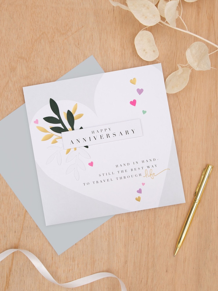 Hallmark Multi Embossed 3D Effect Heart Design Anniversary Card - Image 1 of 4