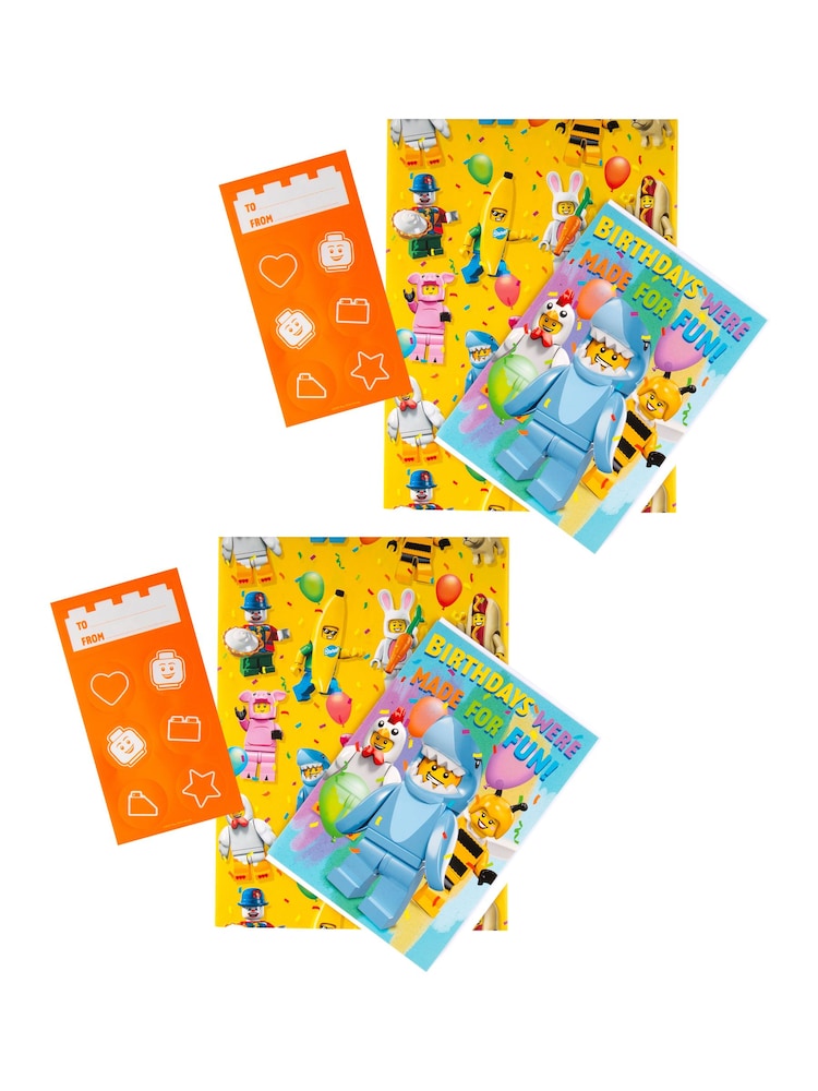 Hallmark Multi Lego Birthday Gift Wrap, Card And Stickers Set 2 Pack - Image 2 of 4