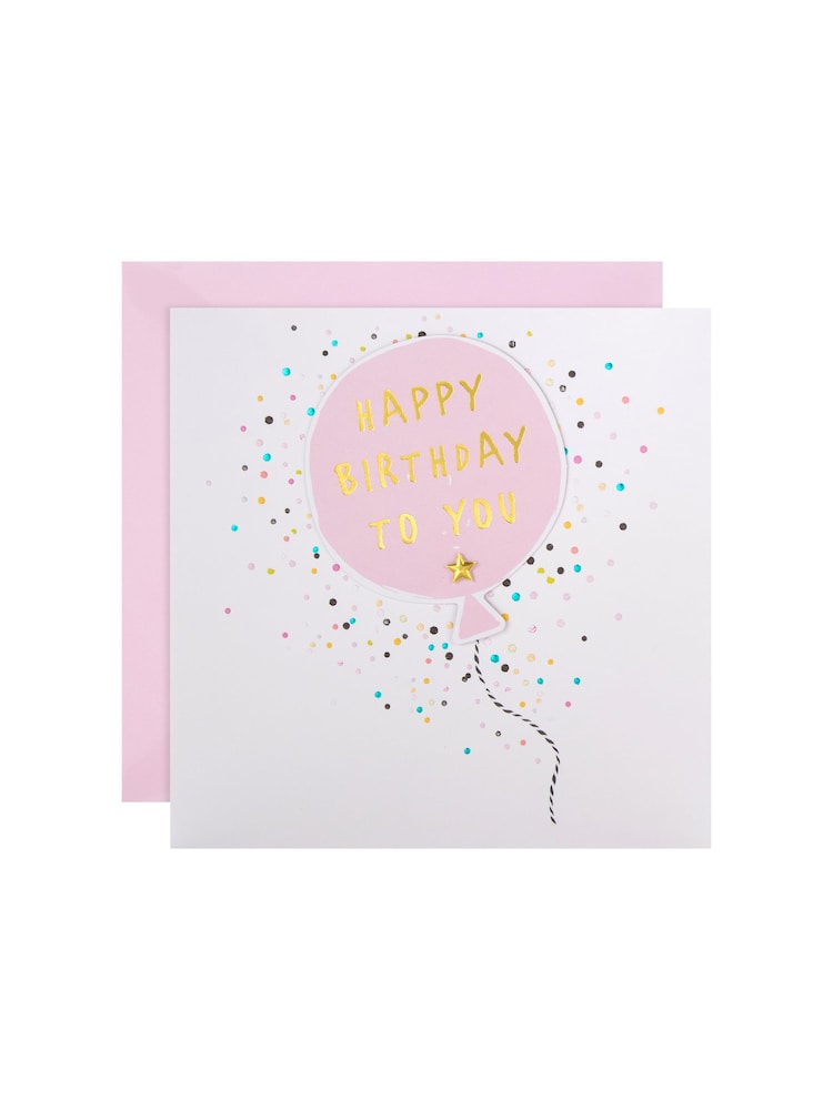 Hallmark Pink Birthday Card 3D Effect Balloon Design - Image 2 of 4