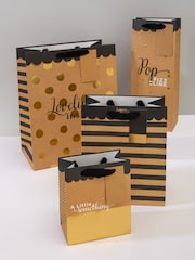 Hallmark 4 Pack Kraft Gift Bags In Contemporary Designs - Image 1 of 4