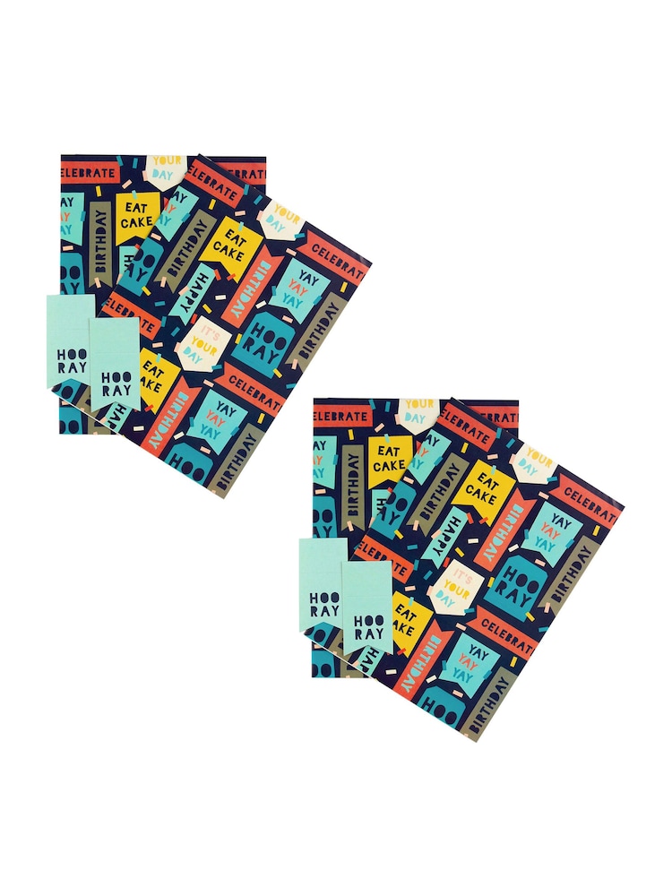 Hallmark Multi Birthday Gift Wrap 4 Sheets 4 Tags 1 Design - Image 2 of 4