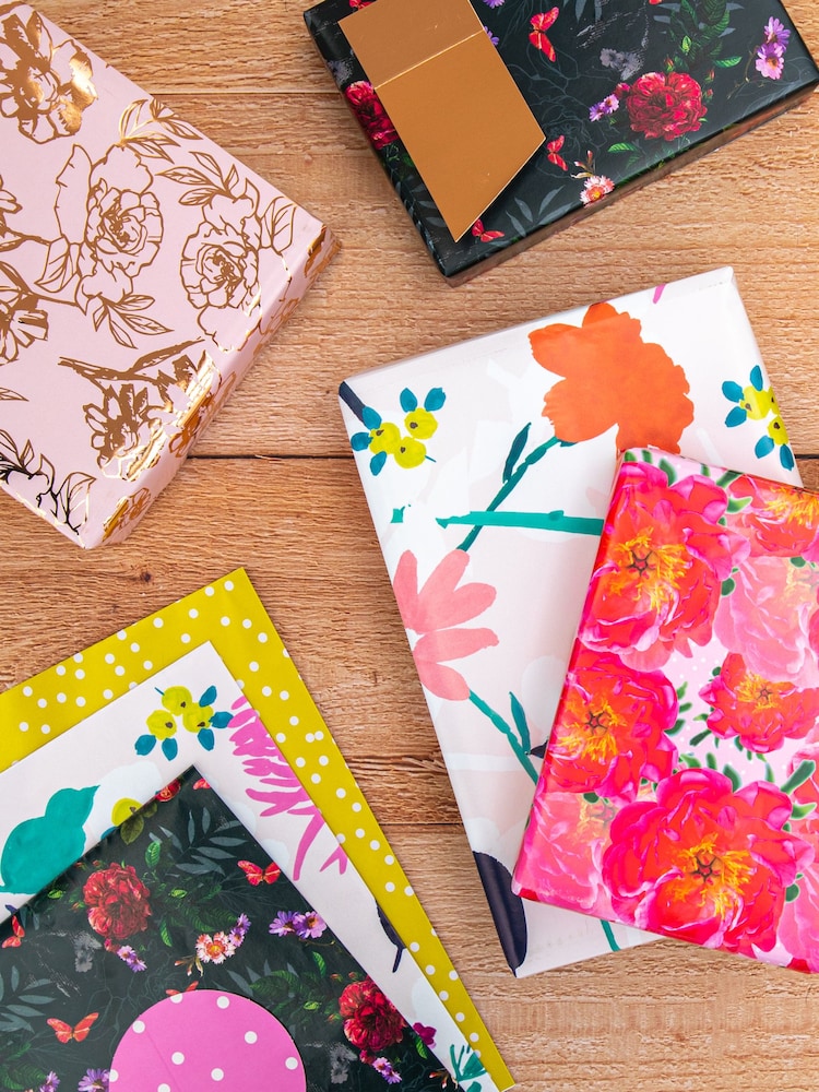 Hallmark Multi Floral Gift Wrap 6 Sheets 6 Tags 5 Designs - Image 1 of 4