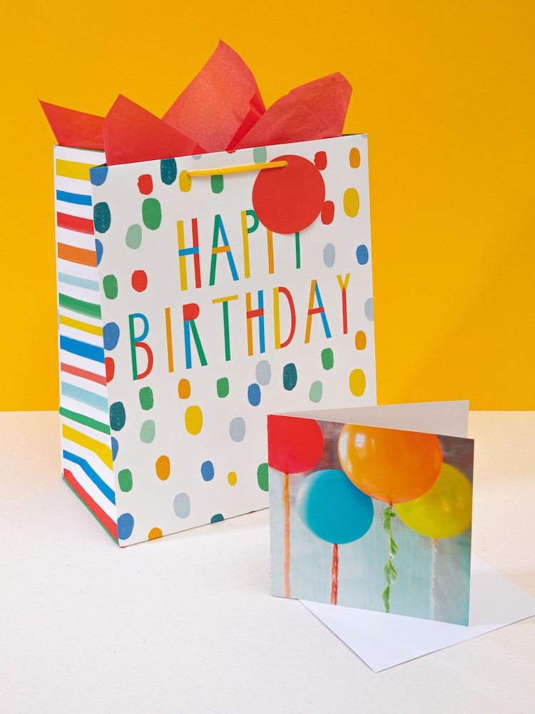 Hallmark Multi Birthday Gift Bag, Red Tissue And Card Set - Image 1 of 4