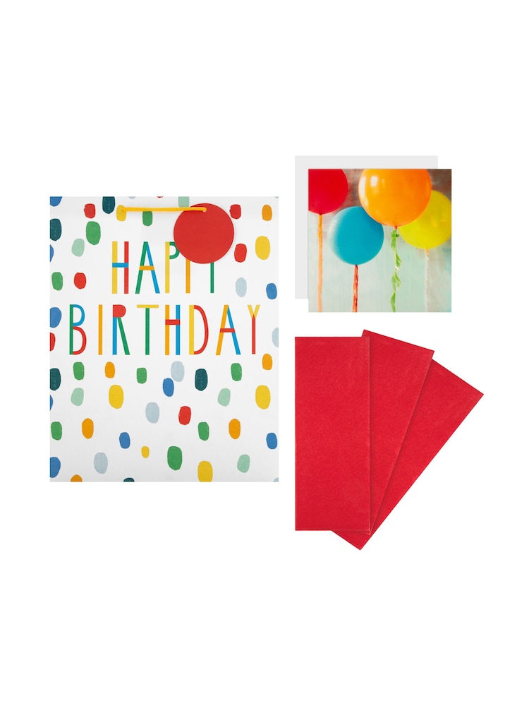 Hallmark Multi Birthday Gift Bag, Red Tissue And Card Set - Image 2 of 4