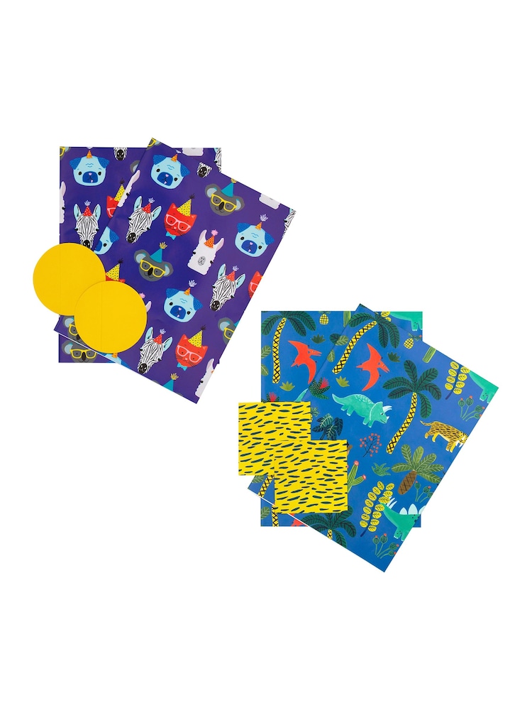 Hallmark Multi Kids Animal And Dinosaur Print Gift Wrap 4 Sheets 4 Tags - Image 2 of 4