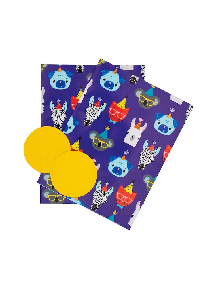 Hallmark Multi Kids Animal And Dinosaur Print Gift Wrap 4 Sheets 4 Tags - Image 4 of 4