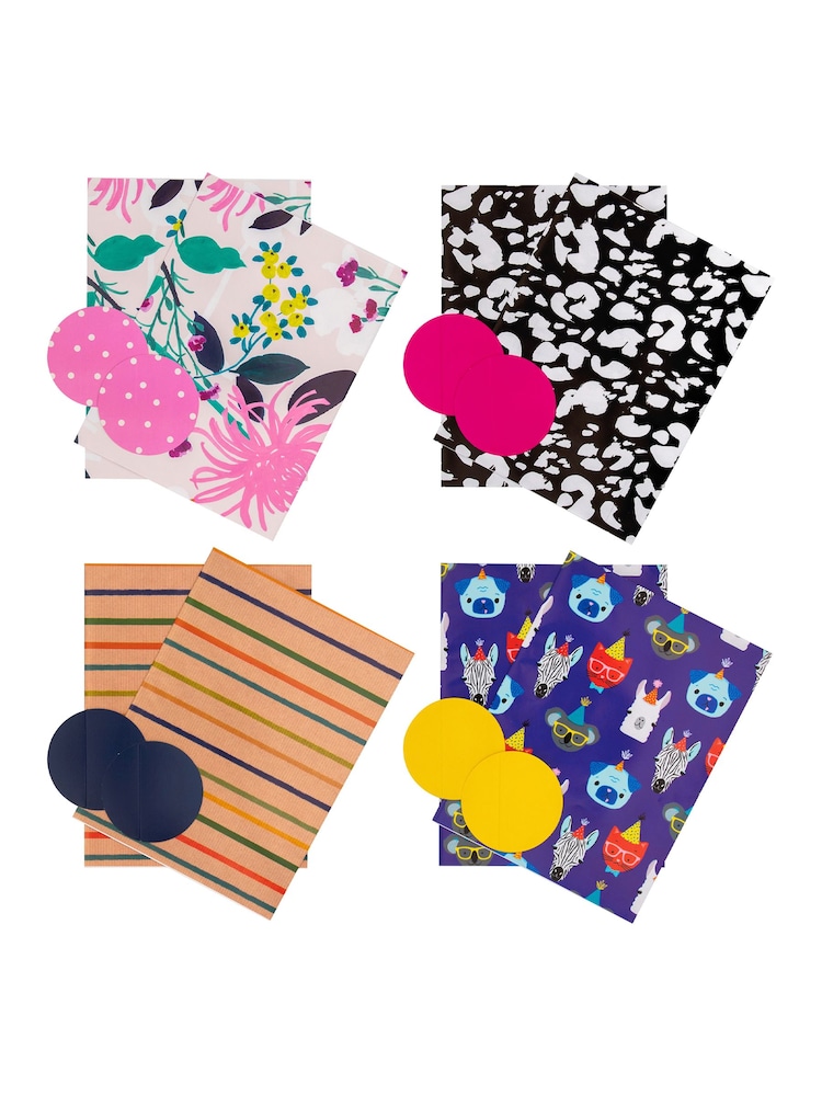 Hallmark Multi Gift Wrap 8 Sheets 8 Tags 4 Assorted Designs Set - Image 2 of 4