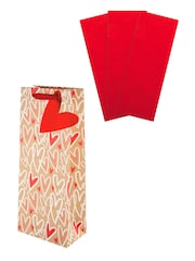 Hallmark Red Heart Design Bottle Bag, Tissue And Card Set - Image 3 of 4