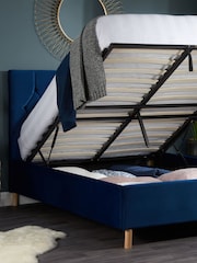 Birlea Blue Loxley Upholstered Fabric End Lift Ottoman Storage Bed - Image 2 of 5