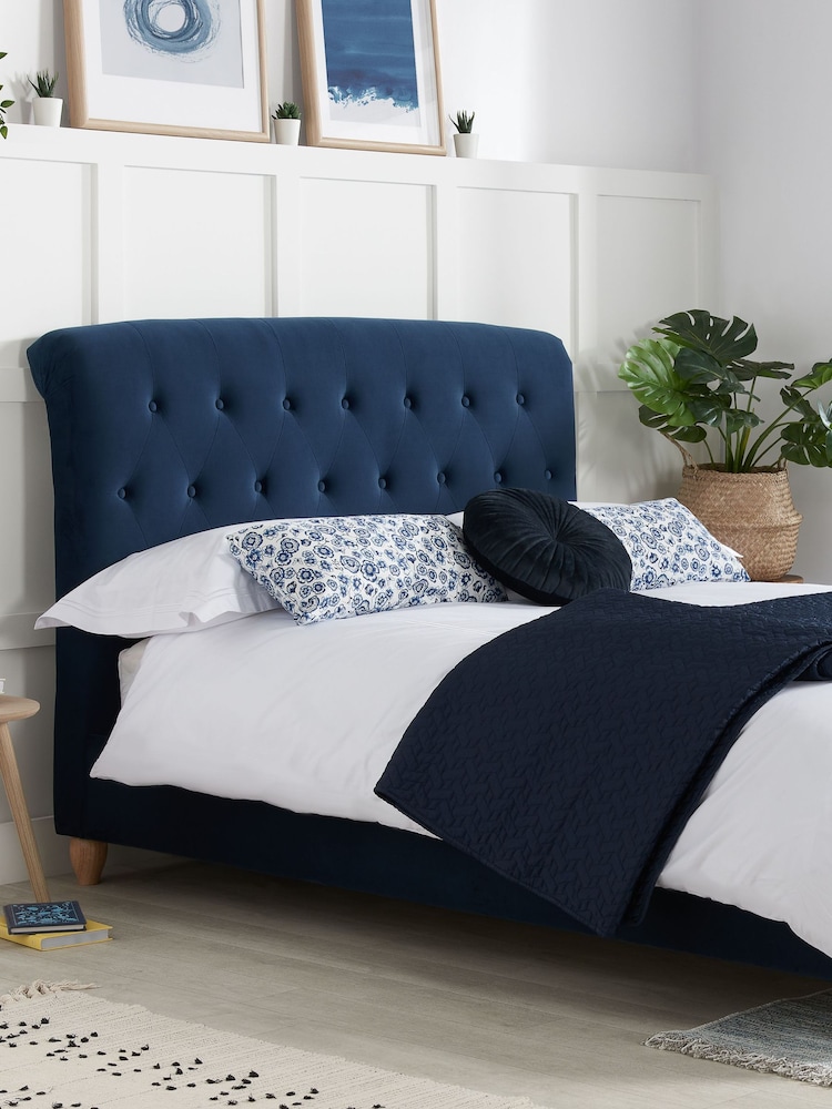 Birlea Midnight Blue Brompton Upholstered Fabric Bed - Image 1 of 5