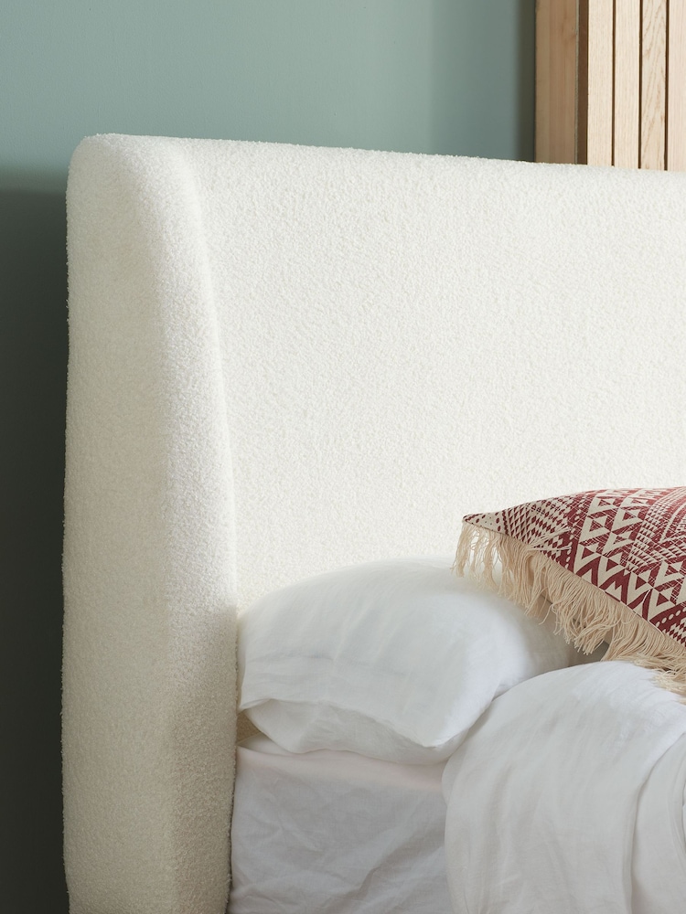 Birlea White Halfden Boucle & Wooden Bed - Image 2 of 5