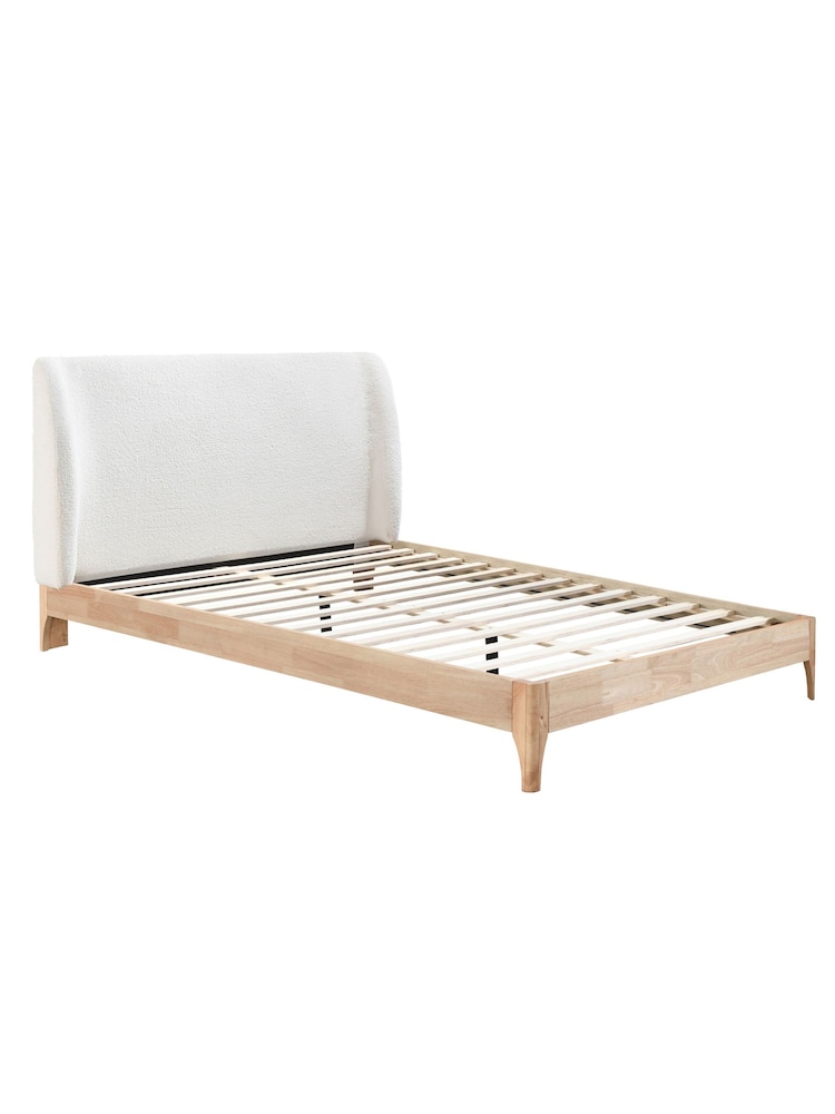 Birlea White Halfden Boucle & Wooden Bed - Image 5 of 5