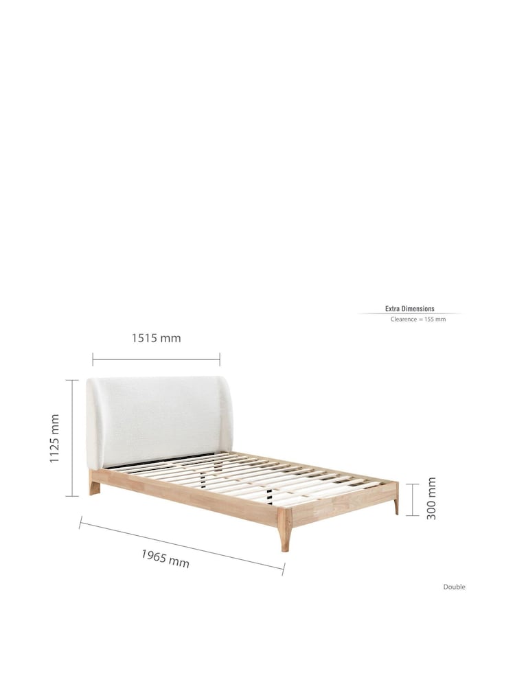 Birlea White Halfden Boucle & Wooden Bed - Image 8 of 8