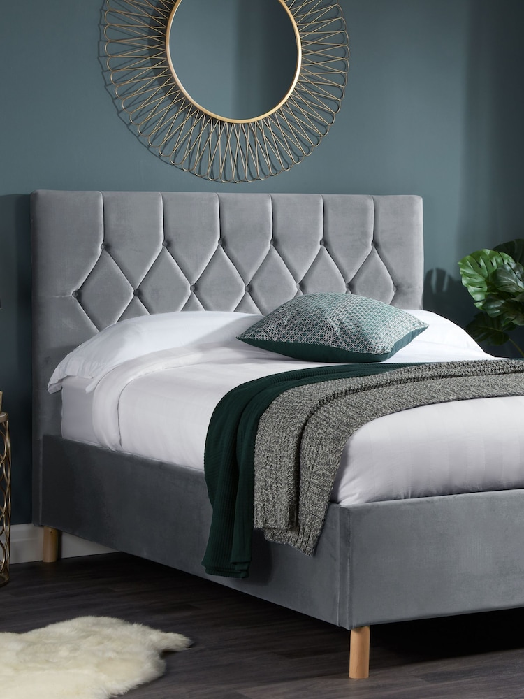 Birlea Grey Loxley Upholstered Fabric End Lift Ottoman Storage Bed - Image 1 of 5