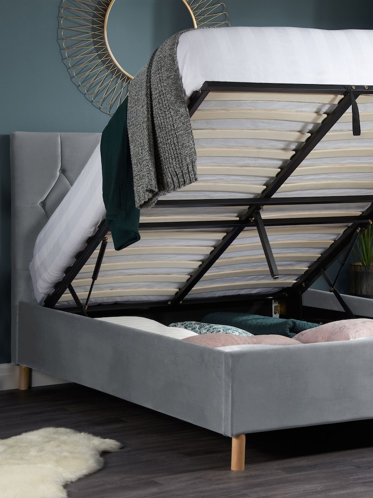 Birlea Grey Loxley Upholstered Fabric End Lift Ottoman Storage Bed - Image 2 of 5