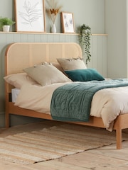 Birlea Oak Margot Wooden Rattan Bed - Image 1 of 5