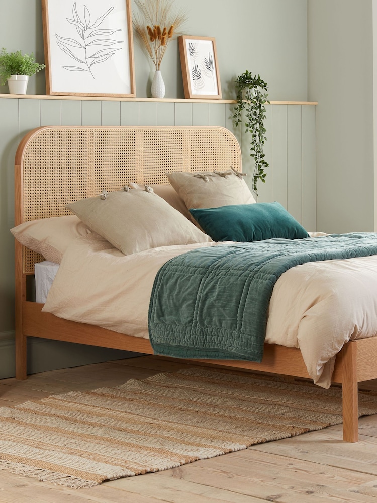 Birlea Oak Margot Wooden Rattan Bed - Image 1 of 5
