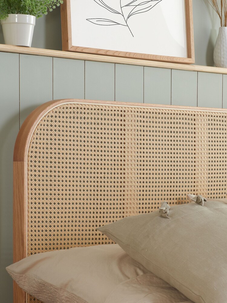 Birlea Oak Margot Wooden Rattan Bed - Image 2 of 5