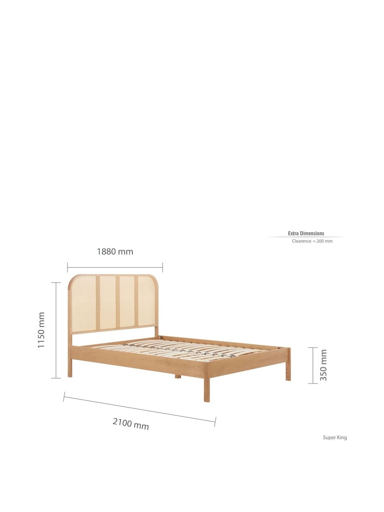 Birlea Oak Margot Wooden Rattan Bed - Image 9 of 9