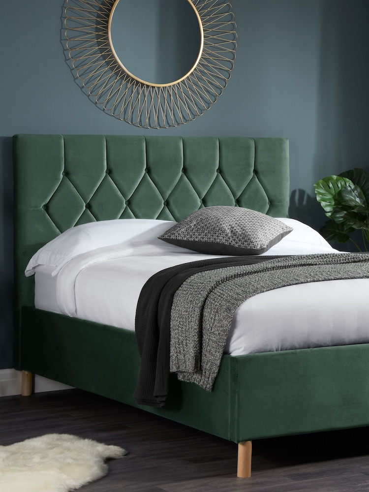 Birlea Green Loxley Upholstered Fabric End Lift Ottoman Storage Bed - Image 1 of 5