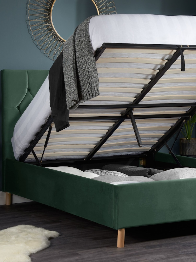 Birlea Green Loxley Upholstered Fabric End Lift Ottoman Storage Bed - Image 2 of 5
