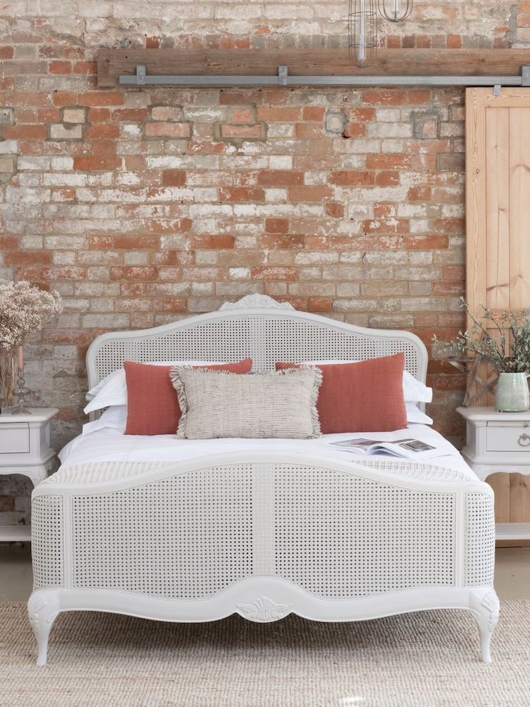 Willis & Gambier Grey Etienne Wooden and Rattan Bed - Image 1 of 4 Willis & Gambier Grey Etienne Wooden and Rattan Bed - Image 1 of 4