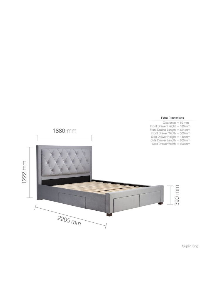 Birlea Grey Woodbury Upholstered Fabric Bed - Image 9 of 9