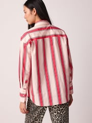 Red/Ecru Stripe Oversized 100% Cotton Shirt - Image 3 of 5