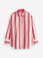Red/Ecru Stripe Oversized 100% Cotton Shirt - Image 4 of 5