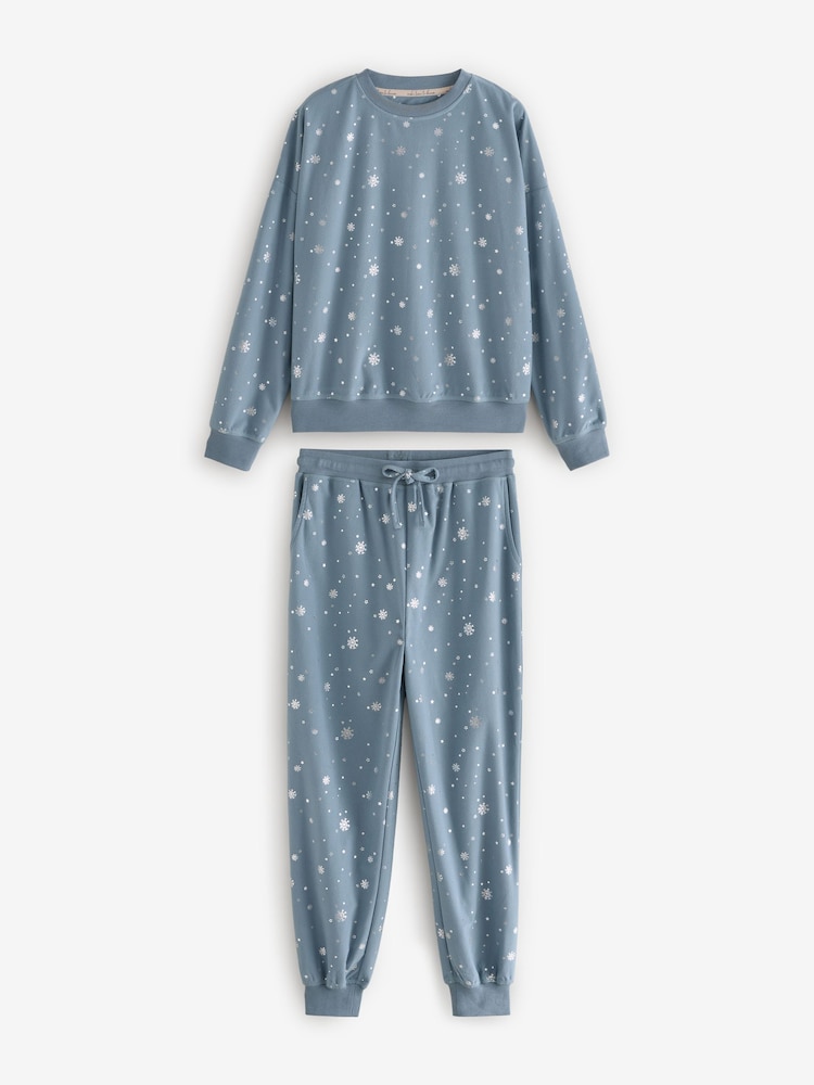 Blue Snowflake Christmas Cosy Long Sleeve Pyjamas - Image 5 of 9