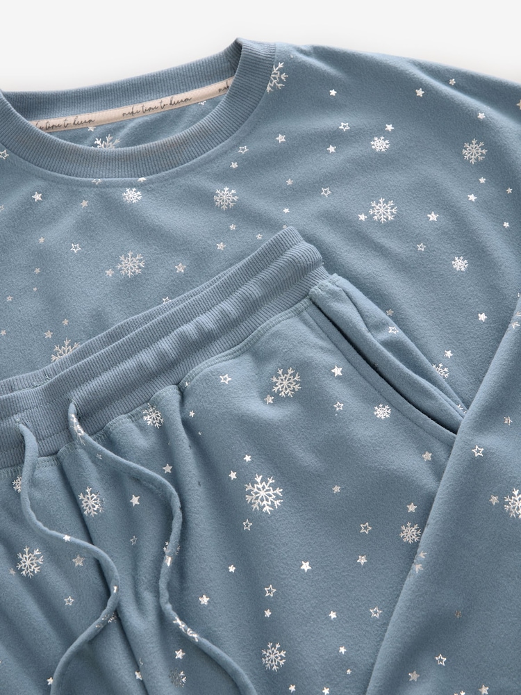 Blue Snowflake Christmas Cosy Long Sleeve Pyjamas - Image 8 of 9