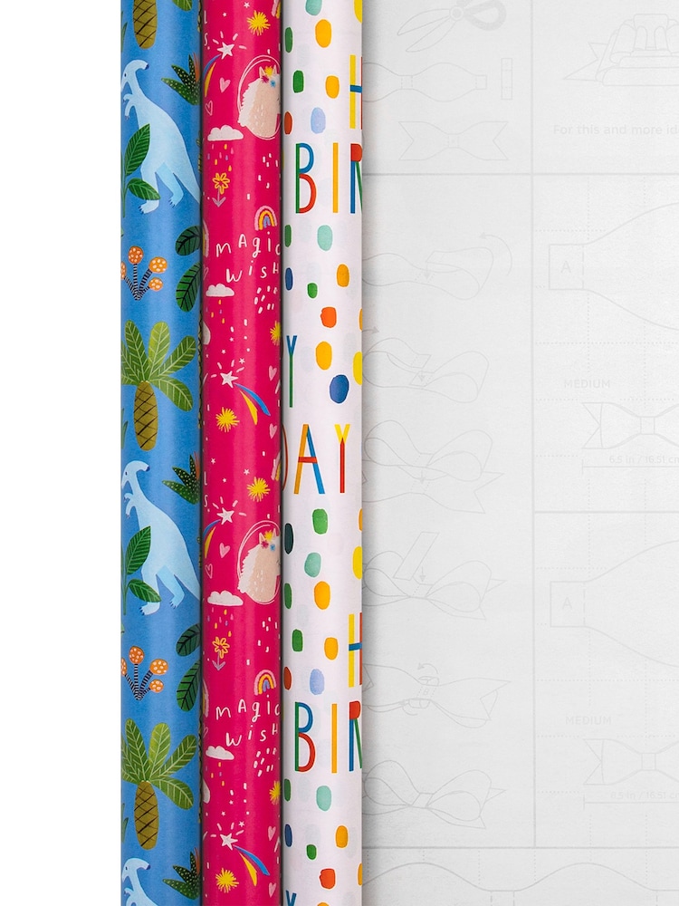 Hallmark Multi Wrapping Paper 3 Rolls x 2M In 3 Fun Kids Designs - Image 4 of 4