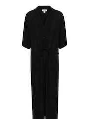 Soaked in Luxury Zaya Cropped Half Sleeve Black Jumpsuit - Image 3 of 4
